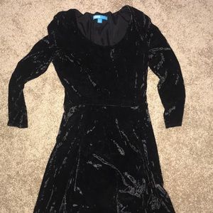 black suede long sleeved dress